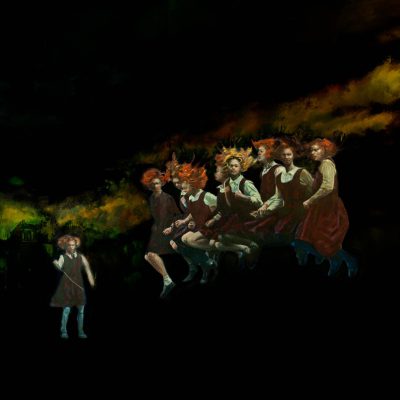 "The Skipping Girls" an oil painting by Tobias Keene