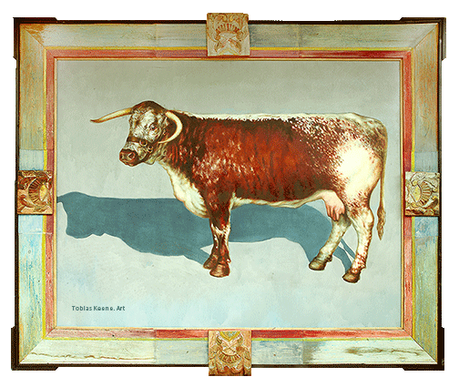 2 Penny - a bovine oil painting by Tobias Keene